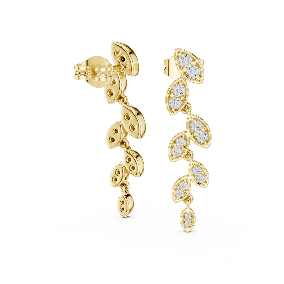 Abstract Crescent Ribbon Round Brilliant Cut Lab Diamond Stud Earrings Modernist Design - View 7