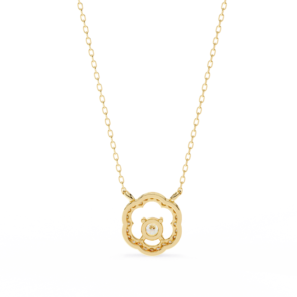 Flower Shape Halo Pendant with Round Lab Grown Diamond - View 8