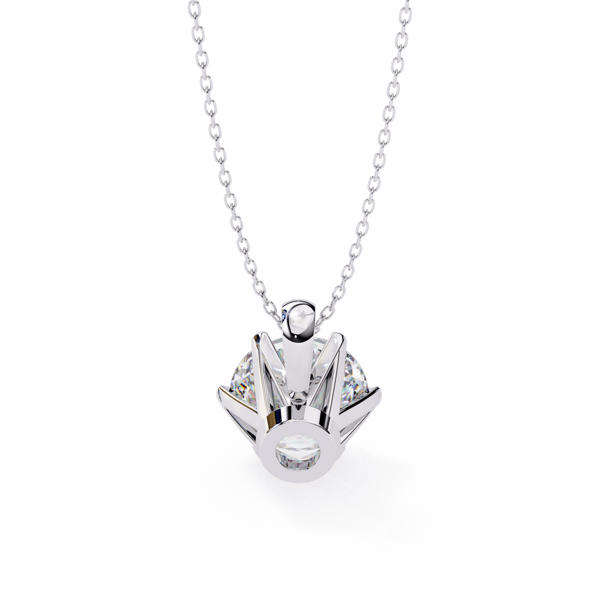 Round Lab Grown Diamond Solitaire Pendant with Six Prong Setting - View 10
