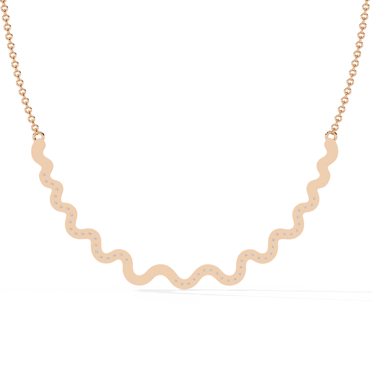 Curved Wave Bar Lab Grown Diamond Pave Necklace - View 9
