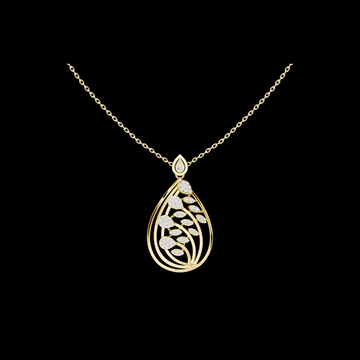 Teardrop Shape Leaf Inspired Round Moissanite Pendant