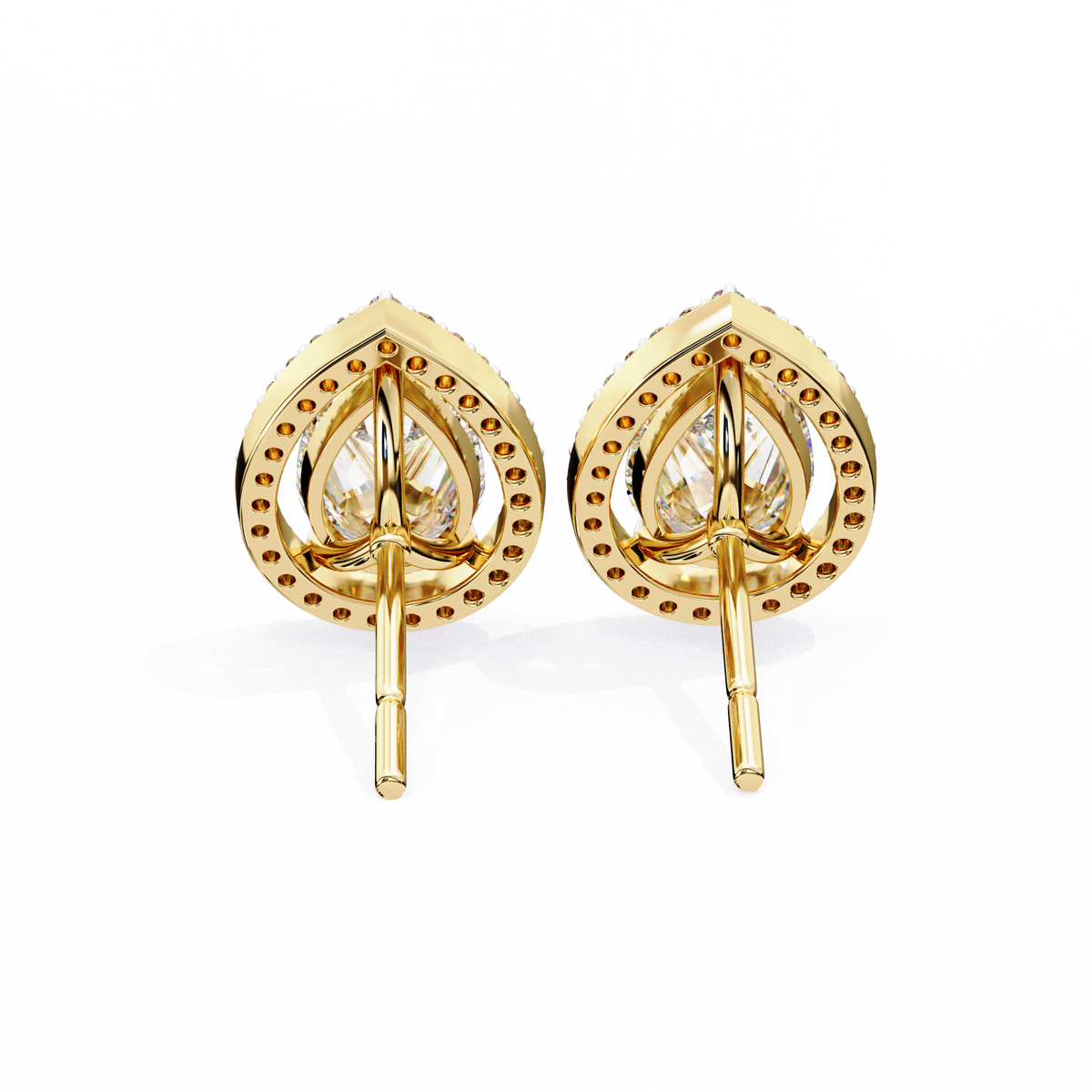 Luxury Lab Created Pear Shaped Halo Stud Earrings Perfect for Special Occasions - View 8