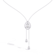Teardrop Moissanite Diamond Halo Lariat Pendant Necklace - View 7