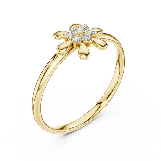 Round Moissanite Diamond Floral Cluster Ring - View 2