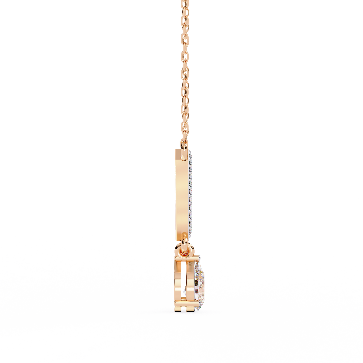V Curved Chevron Pear Lab Grown Diamond Drop Necklace - View 6