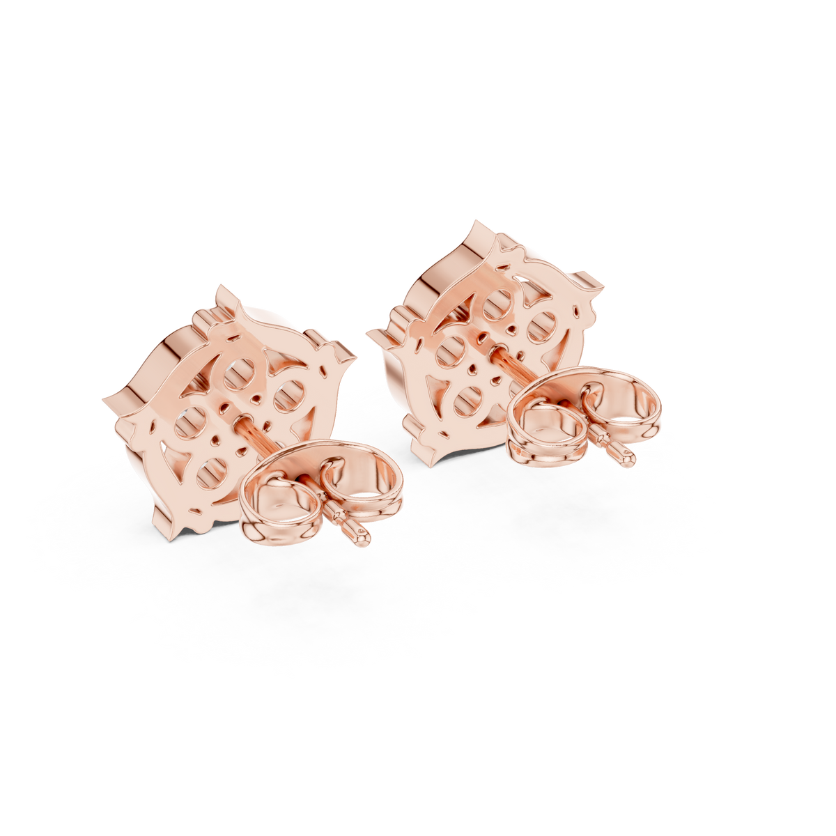 Delicate Floral Round Lab Diamond Cluster Stud Earrings - View 8