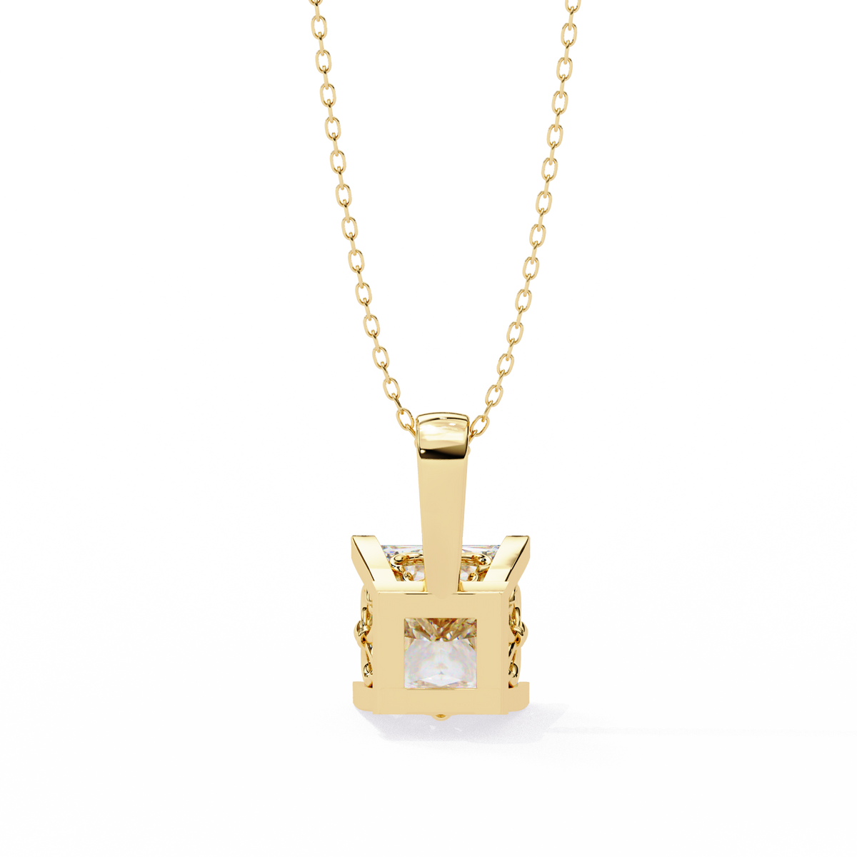 Princess Lab Grown Diamond Solitaire Four Prong Pendant - View 9