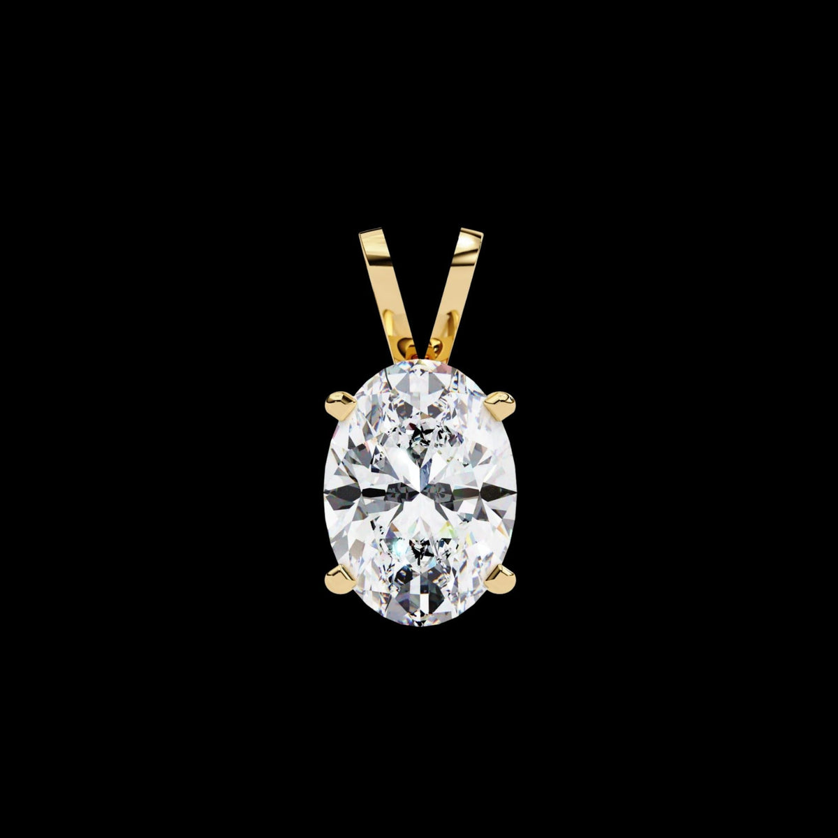 Oval Cut Lab Grown Diamond Solitaire Four Prong V Bail Pendant