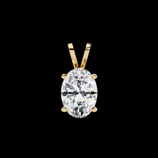 Oval Cut Moissanite Diamond Solitaire Four Prong V Bail Pendant
