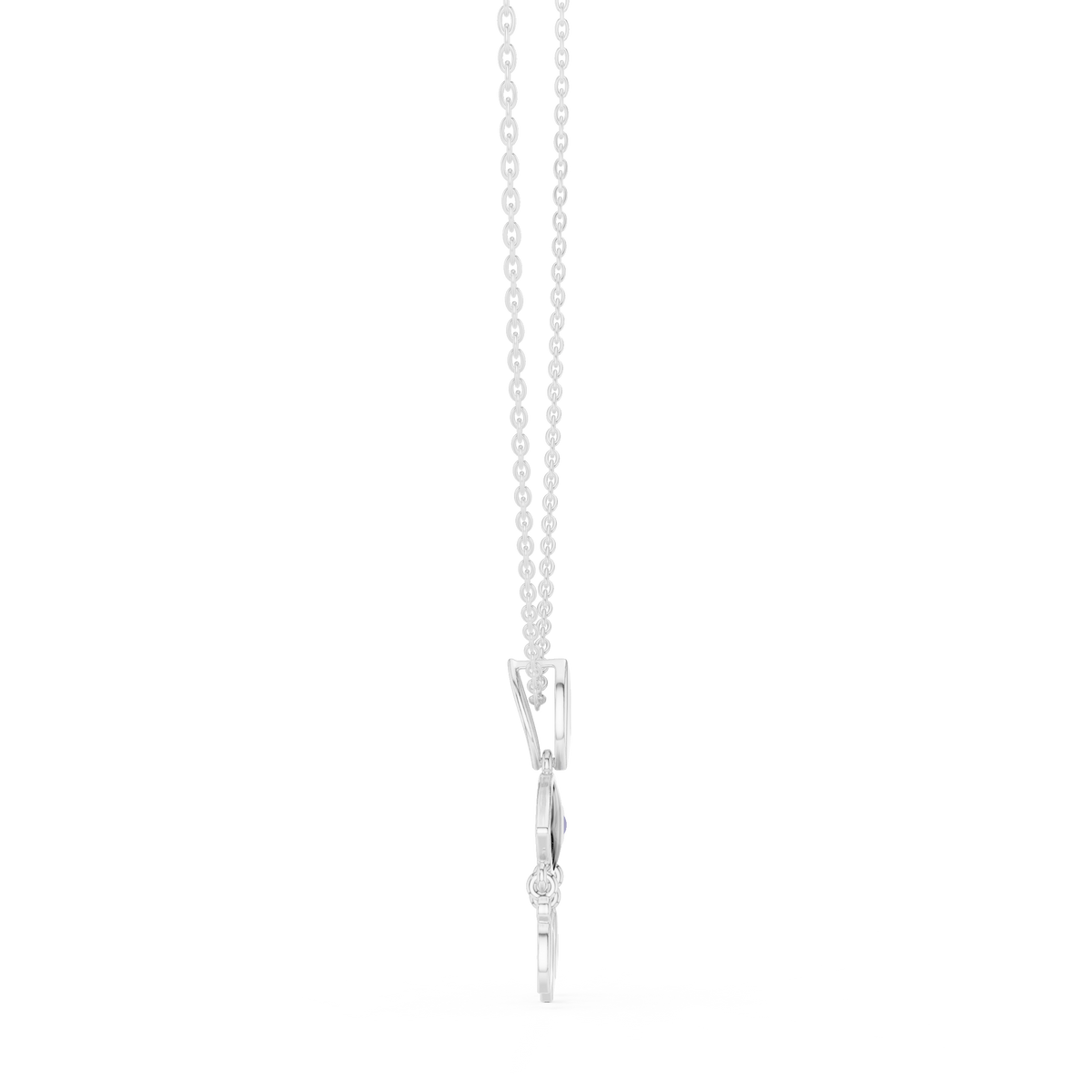 Motif Chandelier Statement Pendant with Round Moissanite Diamond - View 9