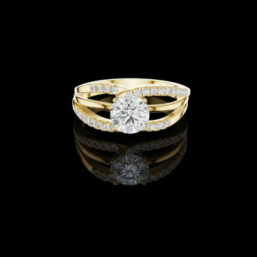 Split Shank Round Brilliant Cut Moissanite Diamond With Pave Band