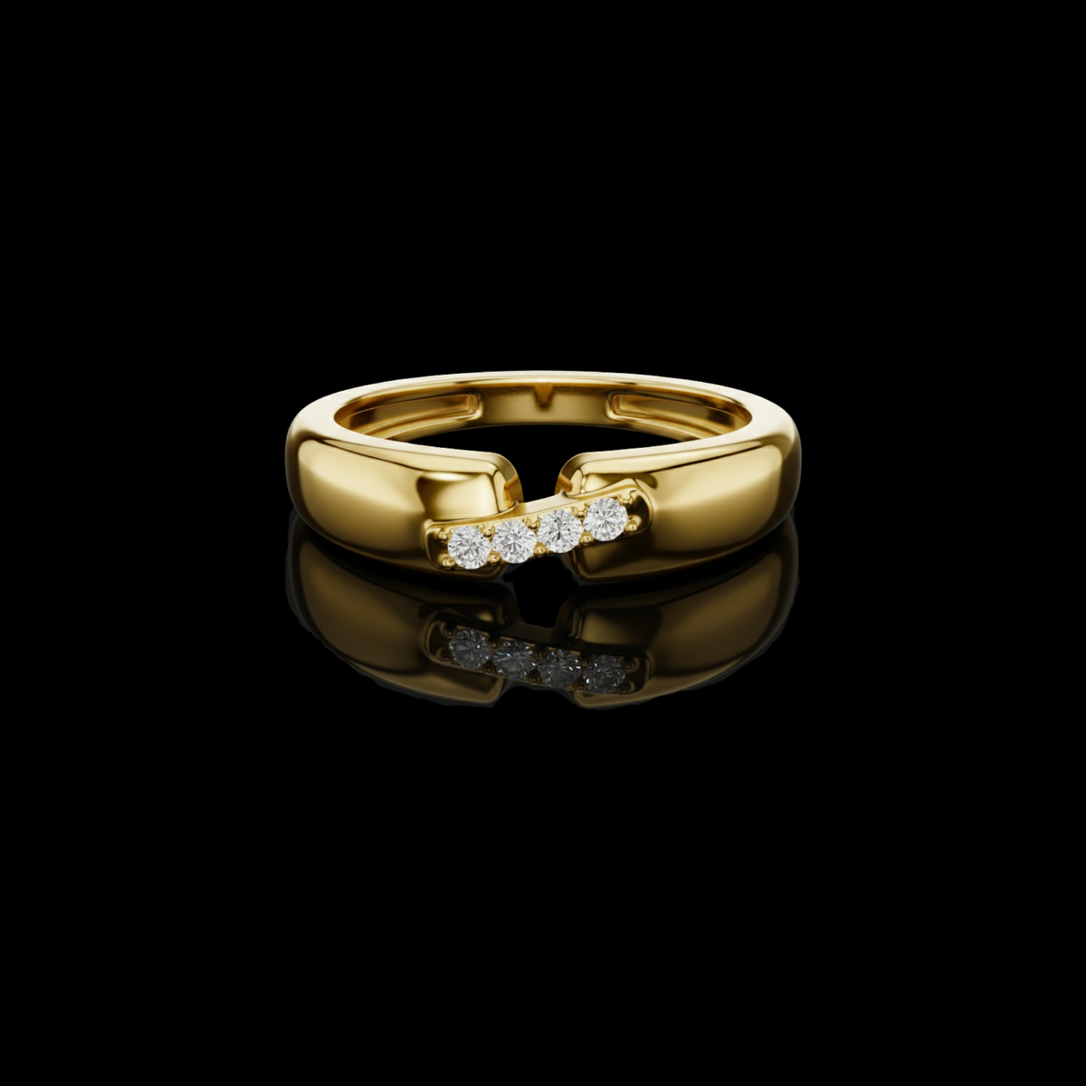 Round Cut Moissanite Diamond Men's Modern Split Shank Gold Band