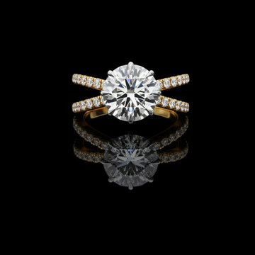 Round Cut Split Pave Band Lab Diamond Anniversary Ring