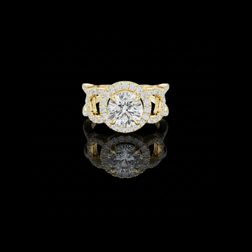 Round Cut Lab Diamond Halo Split Shank Engagement Ring
