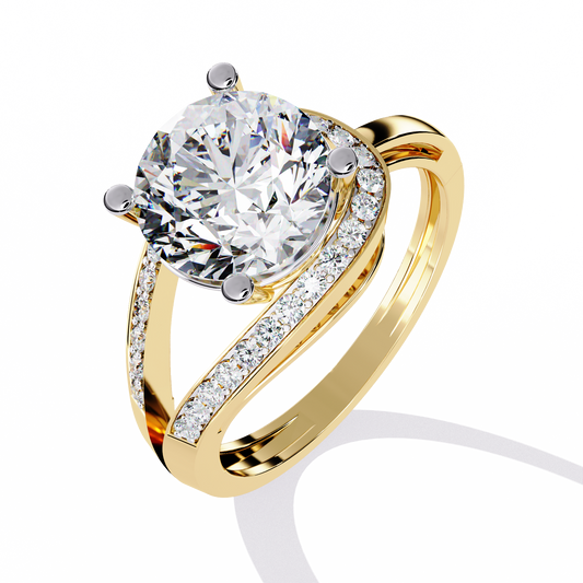 Round Moissanite Wedding Ring For Her With Split Pave Band - View 2