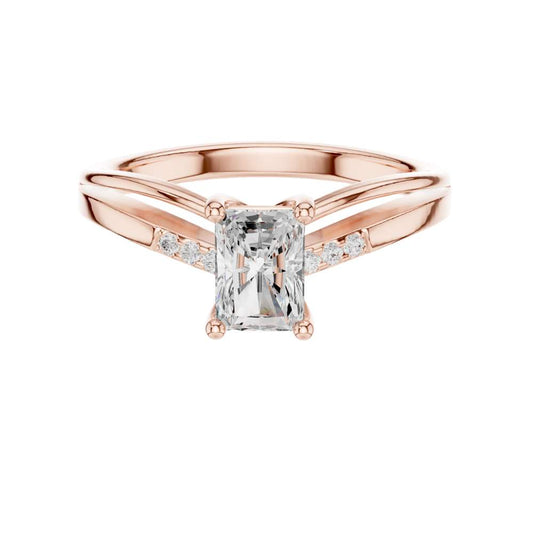 Split Shank Radiant Cut Lab Diamond Wedding Ring For Her - View 2