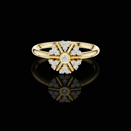 Moissanite Round Diamond Nature Inspired Statement Ring
