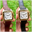 Square Chronograph Rose Tone Leather Strap Dress Watch - View 4
