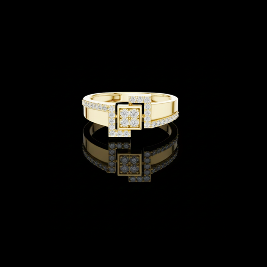 Cluster Round Cut Lab Diamond Statement Engagement Ring Wide Band
