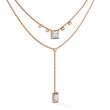 Two Layered Princess and Baguette Lab Grown Diamond Lariat Necklace - View 3