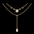 Two Layered Princess and Baguette Moissanite Diamond Lariat Necklace