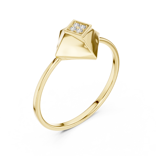 Geometric Round Cut Lab Diamond Engagement Ring - View 2