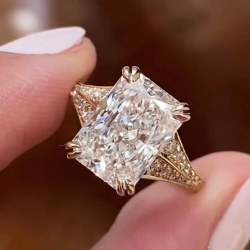 Radiant Cut Lab Diamond Filigree Vintage Ring