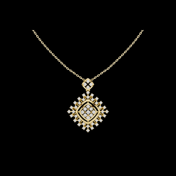 Round Lab Grown Diamond Geometric Square Pendant Necklace