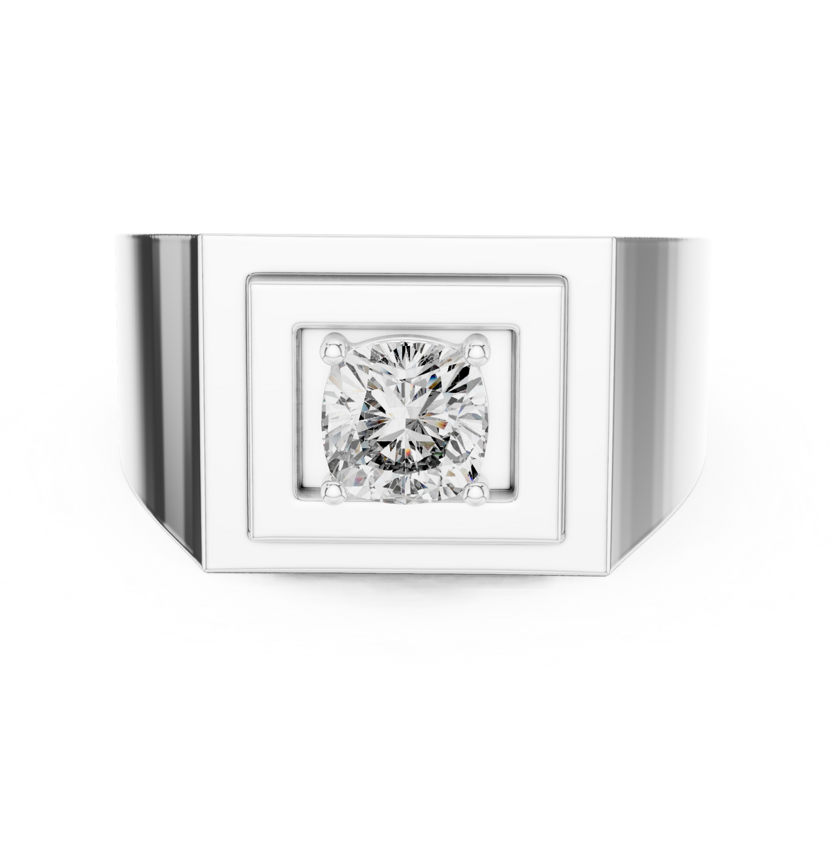 Cushion Cut Moissanite Diamond Men's Square Signet Ring - View 3