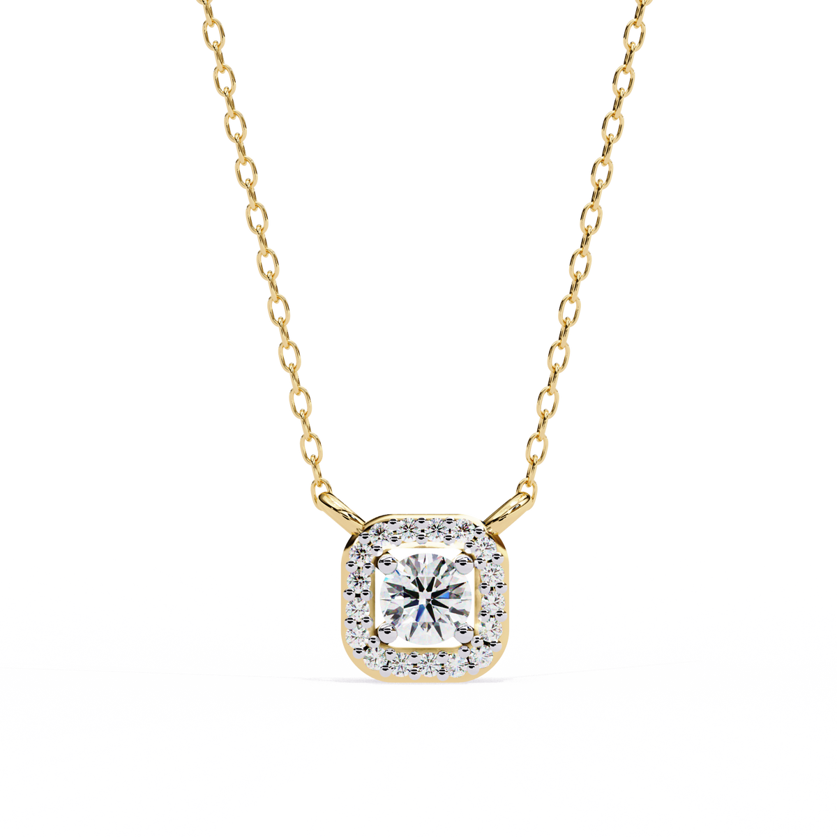 Square Rounded Silhouette Pendant with Round Lab Grown Diamond - View 2
