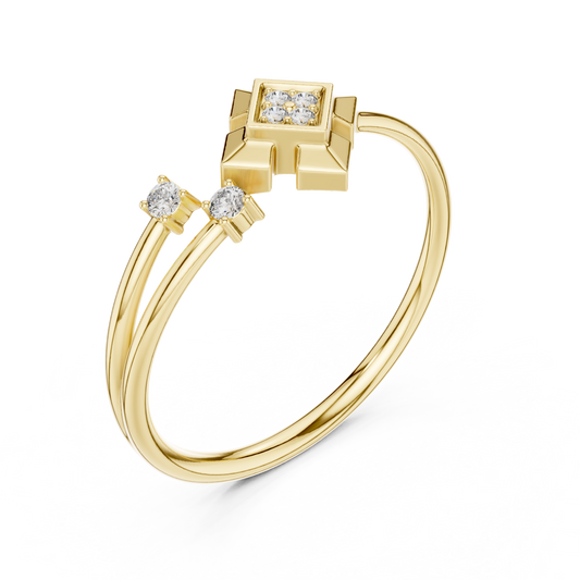 Geometric Round Cut Lab Diamond Cluster Double Band - View 2