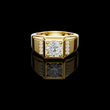 Round Cut Lab Grown Diamond Men's Side Channel Accent Gold Band