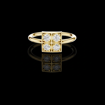 Square Quad Bezel Set Moissanite Diamond Cluster Ring