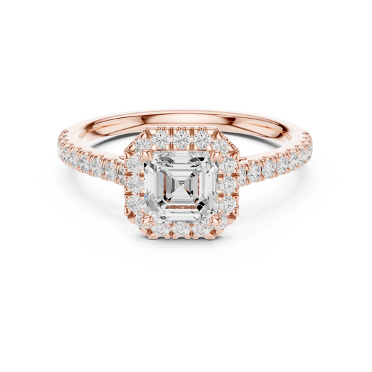 Square Asscher Cut Lab Grown Diamond Halo Ring - View 2