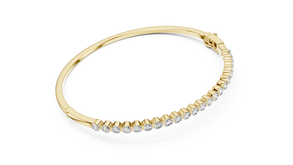 Slim Round Moissanite Diamond Hinged Bangle Bracelet for Women - View 7