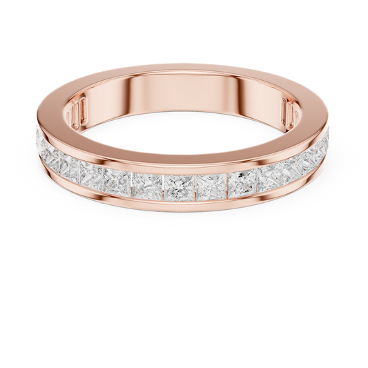 Exquisite Princess Cut Moissanite Diamond Channel Set Wedding Band - View 2