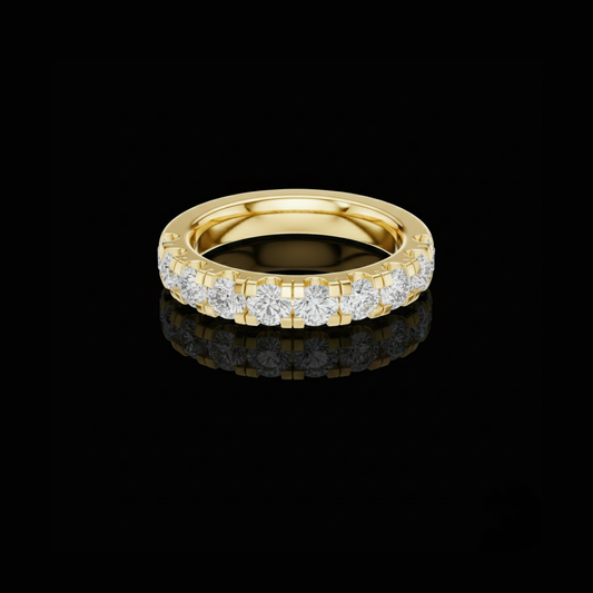 Timeless Round Moissanite Diamond Half Eternity Wedding Band