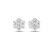 Celestial Star Round Moissanite Diamond Stud Earrings Cluster Sparkle with Scalloped Edges - View 3