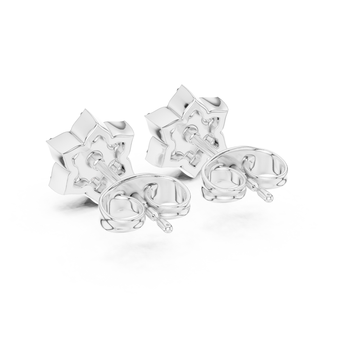 Starpetal Radiance Round Lab Diamond Cluster Earrings with Sculpted Floral Points - View 12