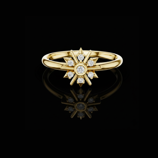 Round Cut Moissanite Diamond Ring With Brilliant Accents