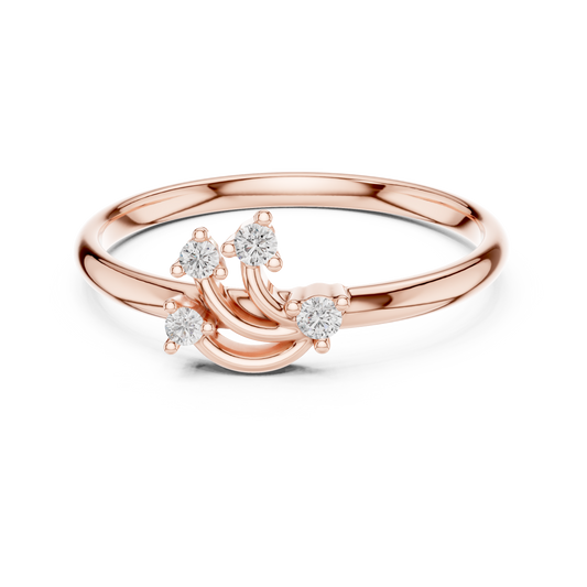 Round Cut Moissanite Diamond Curved Cluster Ring for Women - View 2