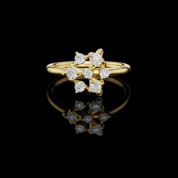 Round Moissanite Diamond Floral Cluster Minimalist Delicate Ring