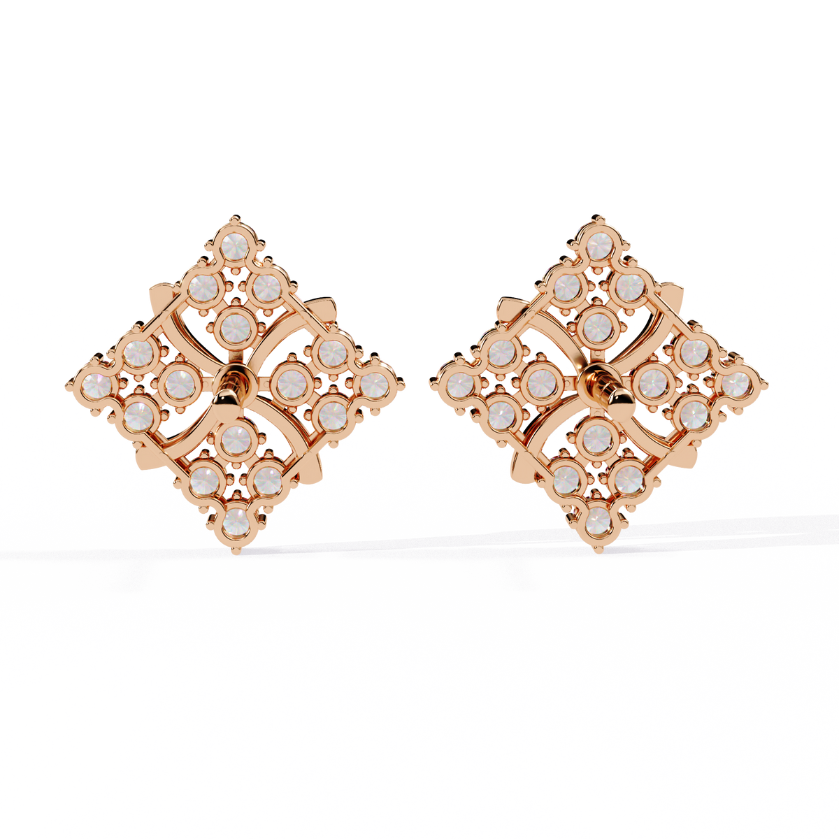 Exquisite Cluster Stud Lab Grown Earrings with Brilliant Diamond Floral Sparkle and Elegant Curved Detailing - View 8