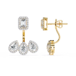 Emerald and Pear Cut Lab Diamond Halo Drop Earrings in Gold And Silver For Mother's Special - View 4