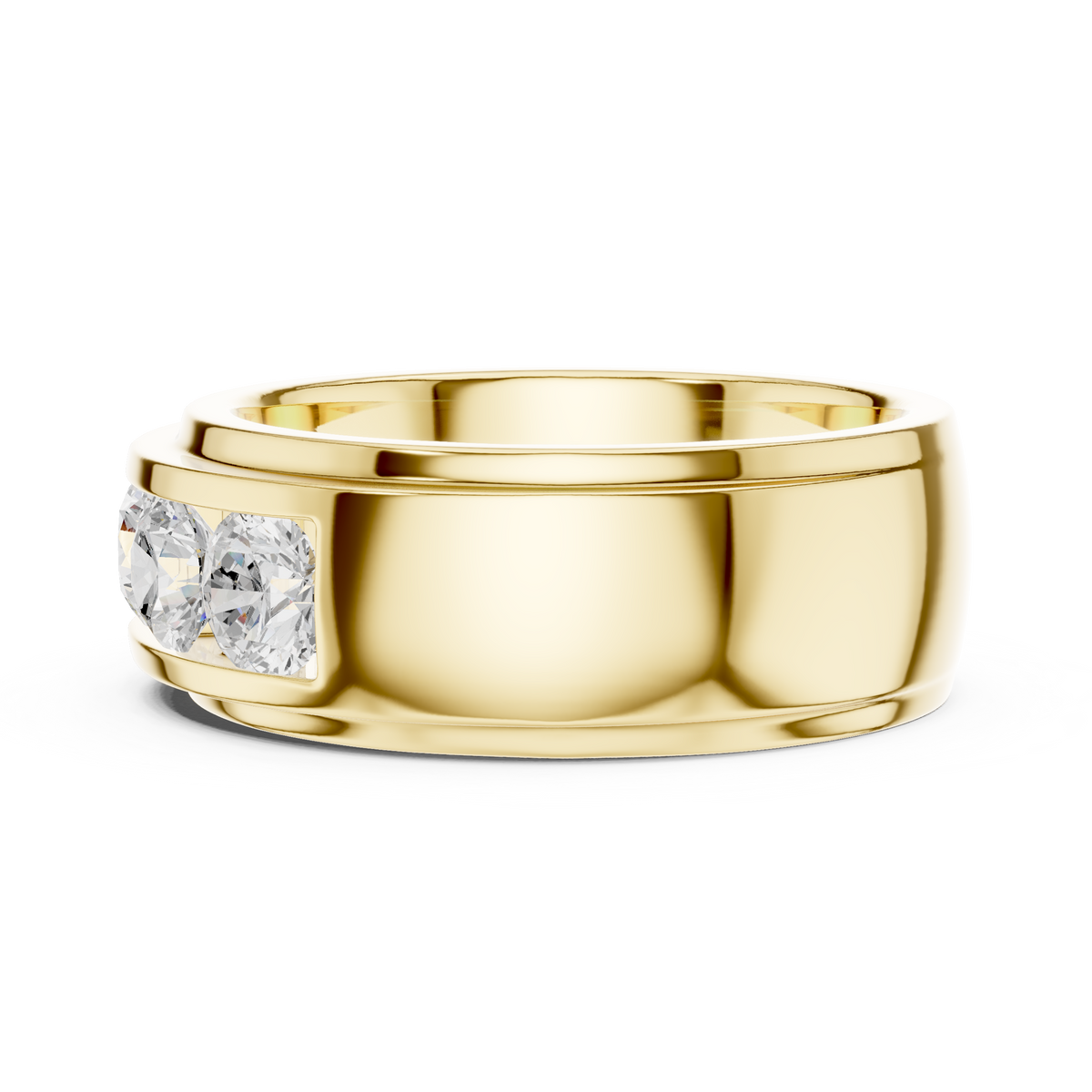 Round Cut Lab Grown Diamond Men's Heavy Gold Classic Wedding Ring - View 7