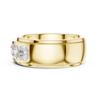 Round Cut Moissanite Diamond Men's Heavy Gold Classic Wedding Ring - View 7