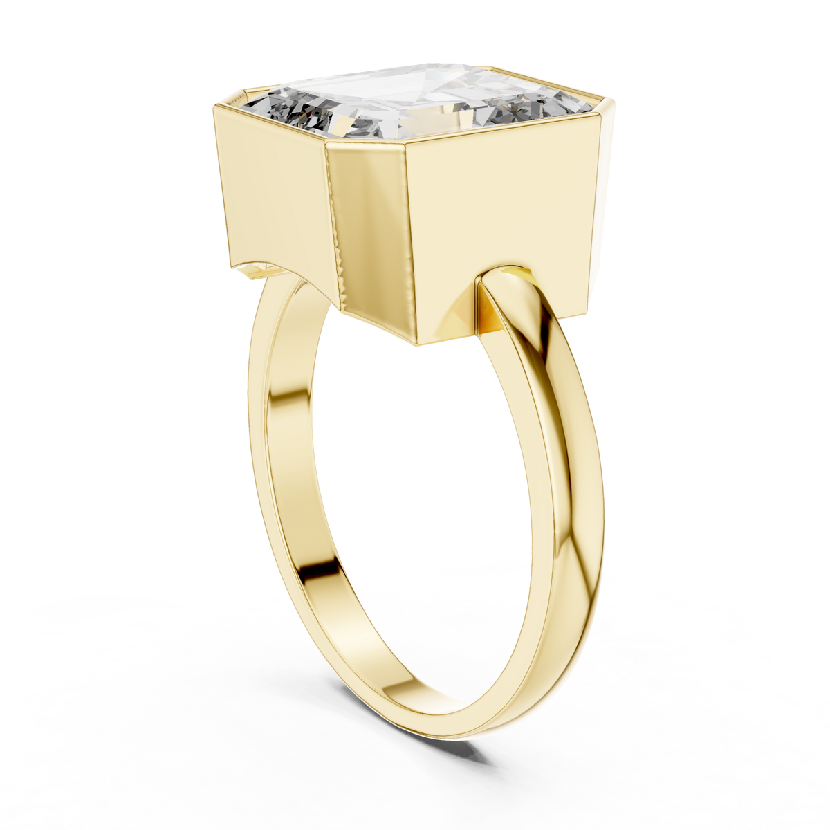 Asscher Cut Lab Grown Diamond Men's Full Bezel Engagement Ring - View 10