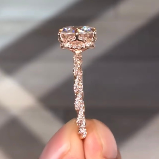 Swirling Solitaire Round Cut Lab Diamond Engagement Ring - View 2