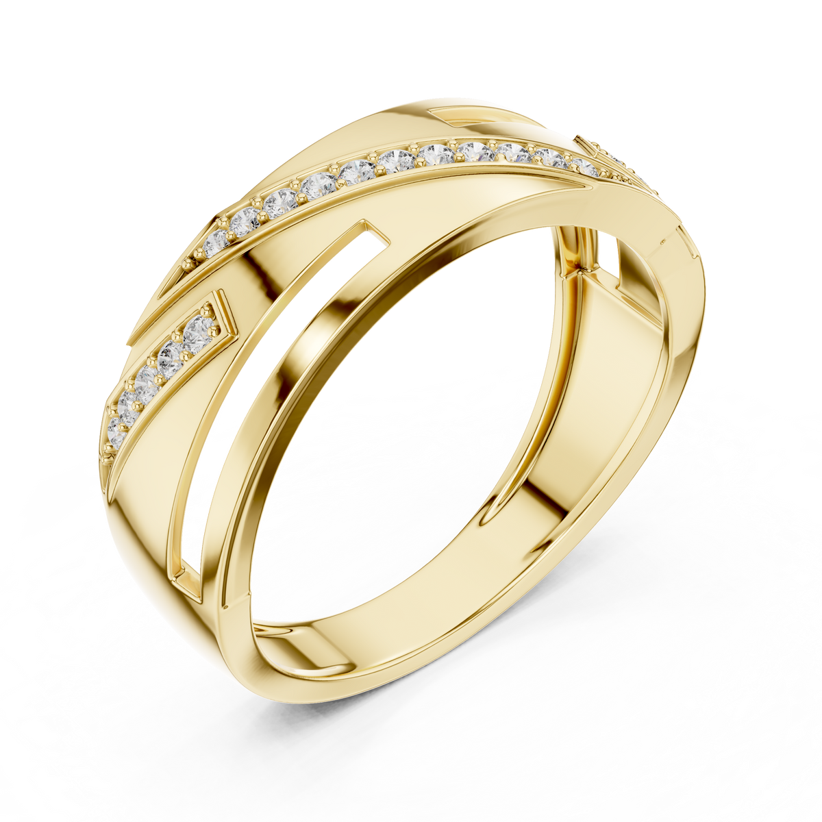 Round Cut Moissanite Diamond Men's Unique Architectural Bypass Engagement Ring - View 4