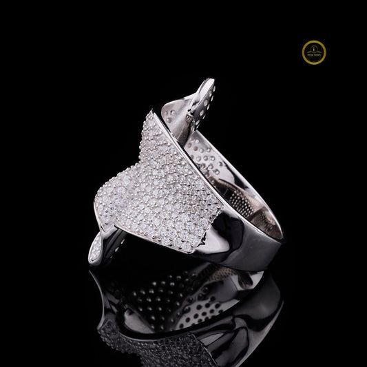 Round Cut Lab Grown Diamond Men's Organic Fluid Wave Full Pave Statement Band - View 2